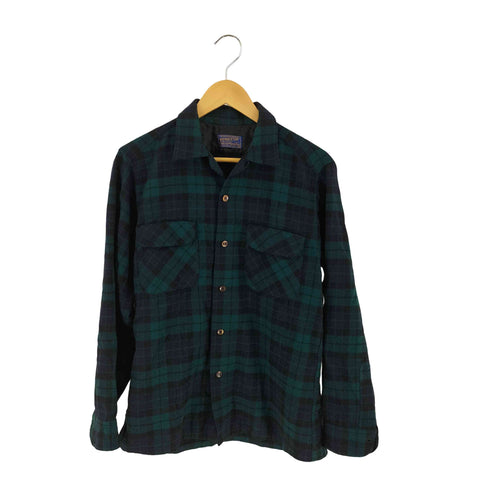 ペンドルトン PENDLETON 60s ブラックウォッチ チェック ウール 開襟 オープンカラーシャツ ボードシャツ メンズ import:M